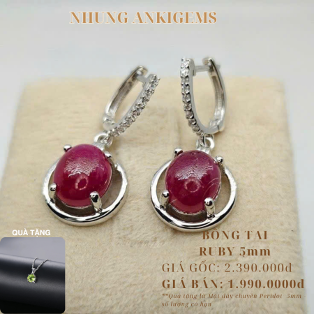 Bông Tai Ruby 5mm – Vẻ Đẹp Kiêu Kỳ Mang Năng Lượng Tình Yêu