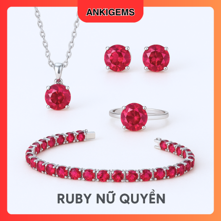 Bộ Trang Sức Phong Thủy Ruby Hợp Mệnh Hỏa Mệnh Thổ–Viên Đá Quyền Lực Của Nữ Hoàng