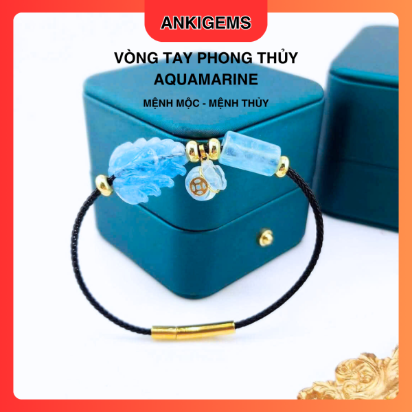Vòng Tay Phong Thủy Đá Aquamarine Hợp Mệnh Mộc Mệnh Thủy